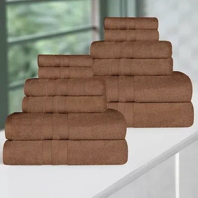 Superior Ultra Collection | 100% Cotton 12-pc. Quick Dry Solid Bath Towel Set In Brown
