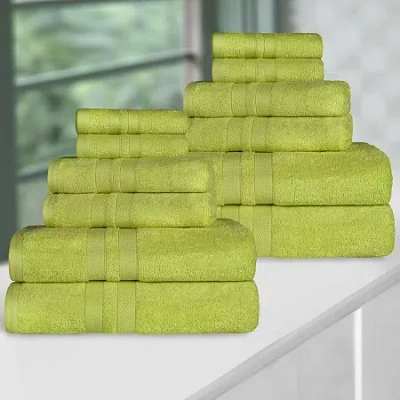 Superior Ultra Collection | 100% Cotton 12-pc. Quick Dry Solid Bath Towel Set In Green