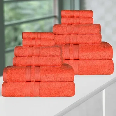Superior Ultra Collection | 100% Cotton 12-pc. Quick Dry Solid Bath Towel Set In Orange