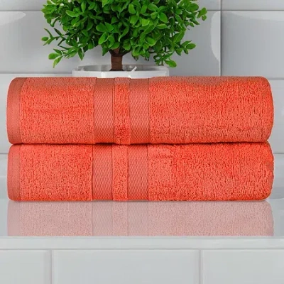 Superior Ultra Collection | 100% Cotton 2-pc. Quick Dry Bath Towel In Orange