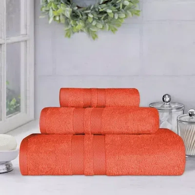Superior Ultra Collection | 100% Cotton 3-pc. Quick Dry Solid Bath Towel Set In Orange