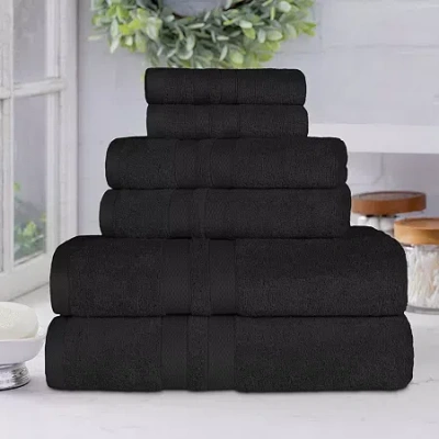Superior Ultra Collection | 100% Cotton 6-pc. Quick Dry Solid Bath Towel Set In Black