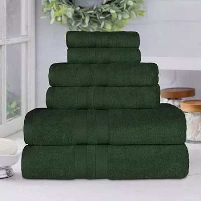 Superior Ultra Collection | 100% Cotton 6-pc. Quick Dry Solid Bath Towel Set In Green