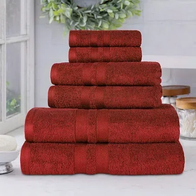 Superior Ultra Collection | 100% Cotton 6-pc. Quick Dry Solid Bath Towel Set In Red