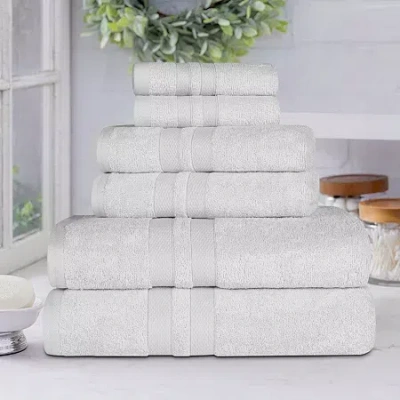 Superior Ultra Collection | 100% Cotton 6-pc. Quick Dry Solid Bath Towel Set In Silver