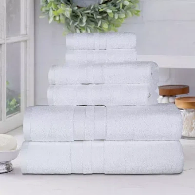 Superior Ultra Collection | 100% Cotton 6-pc. Quick Dry Solid Bath Towel Set In White