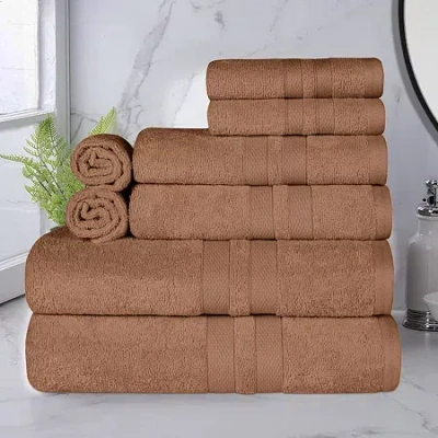 Superior Ultra Collection | 100% Cotton 8-pc. Quick Dry Solid Bath Towel Set In Brown