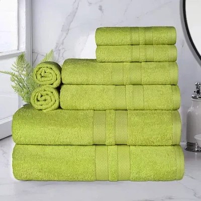 Superior Ultra Collection | 100% Cotton 8-pc. Quick Dry Solid Bath Towel Set In Green