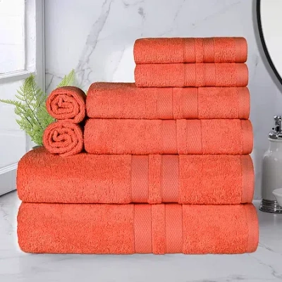 Superior Ultra Collection | 100% Cotton 8-pc. Quick Dry Solid Bath Towel Set In Orange