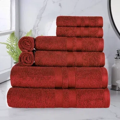Superior Ultra Collection | 100% Cotton 8-pc. Quick Dry Solid Bath Towel Set In Red
