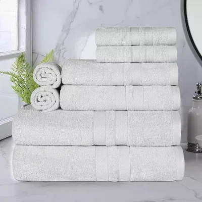 Superior Ultra Collection | 100% Cotton 8-pc. Quick Dry Solid Bath Towel Set In Silver