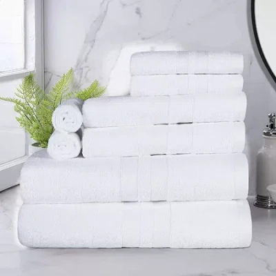 Superior Ultra Collection | 100% Cotton 8-pc. Quick Dry Solid Bath Towel Set In White