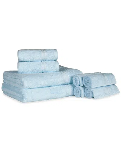 Superior Ultra Soft Assorted 8pc Absorbent Egyptian Cotton Towel Set In Blue