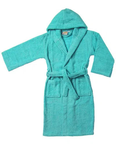 Superior Ultra-soft Terry Lightweight Kids Unisex Hooded Bathrobe In Green