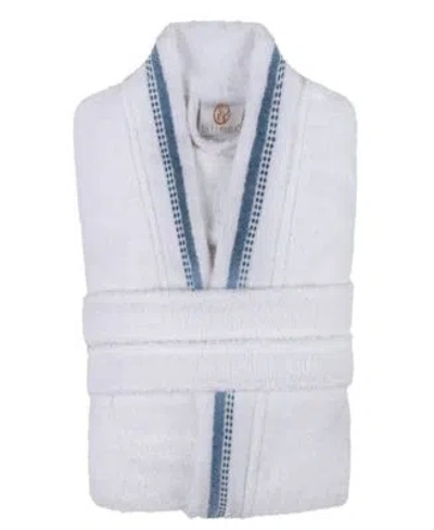 Superior Unisex Tinsel Lounge Cotton Terry Bathrobe With Embroidery In Gray,white