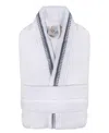 Superior Unisex Tinsel Lounge Cotton Terry Bathrobe With Embroidery In Gray,white
