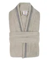 Superior Unisex Tinsel Lounge Cotton Terry Bathrobe With Embroidery In Stone,gray