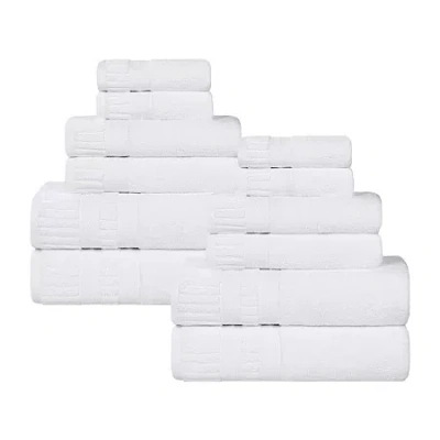Superior Venice Collection | 100% Cotton 12-pc. Quick Dry Solid Bath Towel Set In White