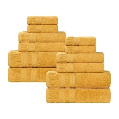 Superior Venice Collection | 100% Cotton 12-pc. Quick Dry Solid Bath Towel Set In Yellow