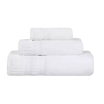 Superior Venice Collection | 100% Cotton 3-pc. Quick Dry Solid Bath Towel Set In White