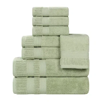 Superior Venice Collection | 100% Cotton 8-pc. Quick Dry Solid Bath Towel Set In Green