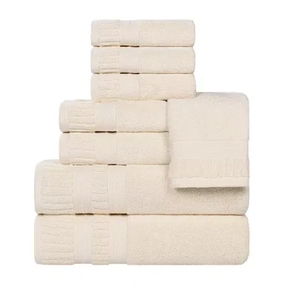 Superior Venice Collection | 100% Cotton 8-pc. Quick Dry Solid Bath Towel Set In White