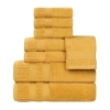 Superior Venice Collection | 100% Cotton 8-pc. Quick Dry Solid Bath Towel Set In Yellow