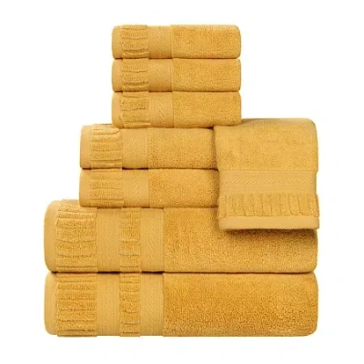 Superior Venice Collection | 100% Cotton 8-pc. Quick Dry Solid Bath Towel Set In Yellow