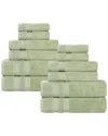 Superior Venice Zero Twist Cotton Medium Weight Soft Absorbent 12pc Towel Set