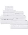 Superior Venice Zero Twist Cotton Medium Weight Soft Absorbent 12pc Towel Set