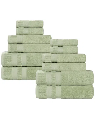SUPERIOR SUPERIOR VENICE ZERO TWIST COTTON MEDIUM WEIGHT SOFT ABSORBENT 12PC TOWEL SET
