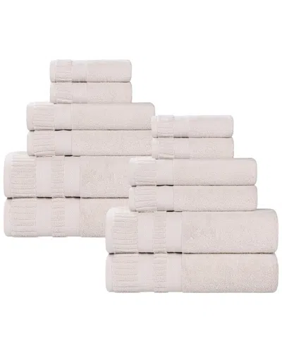 Superior Venice Zero Twist Cotton Medium Weight Soft Absorbent 12pc Towel Set