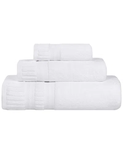Superior Venice Zero Twist Cotton Medium Weight Soft Absorbent 3pc Towel Set In White