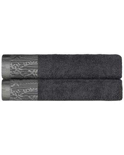 Superior Wisteria 2pc Super Absorbent Cotton Towel Set In Grey