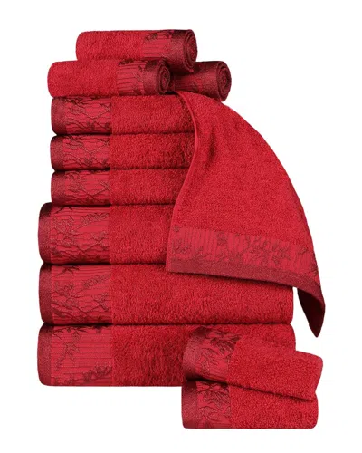 Superior Wisteria Cotton 12pc Assorted Towel Set With Floral Bohemian  Embroidered Jacquard Border