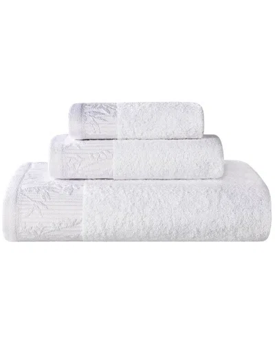 Superior Wisteria Cotton 3pc Assorted Towel Set With Floral Bohemian  Embroidered Jacquard Border