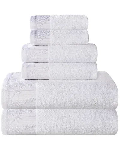 Superior Wisteria Cotton 6pc Assorted Towel Set With Floral Bohemian  Embroidered Jacquard Border