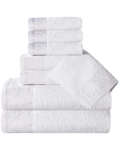 Superior Wisteria Cotton 8pc Assorted Towel Set With Floral Bohemian  Embroidered Jacquard Border