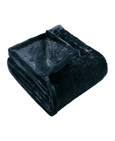 Superior Wrinkle Resistant Plush Fleece Blanket, King In Navy Blue