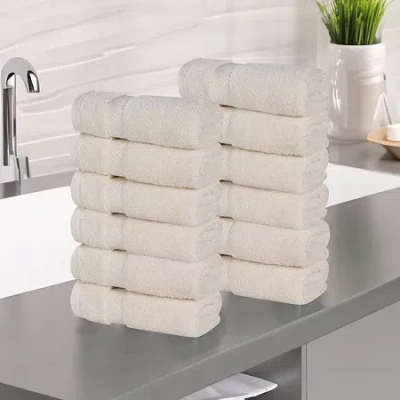 Superior Zero Twist Cotton 12pc Face Towel 12-pc. Quick Dry Bath Towel Set In Yellow
