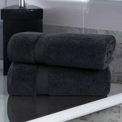 Superior Zero Twist Cotton 2pc Chevron Bath Sheet 2-pc. Quick Dry Bath Towel Set In Black