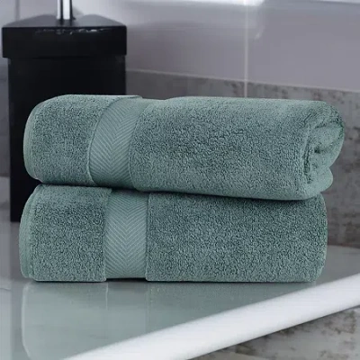 Superior Zero Twist Cotton 2pc Chevron Bath Sheet 2-pc. Quick Dry Bath Towel Set In Blue