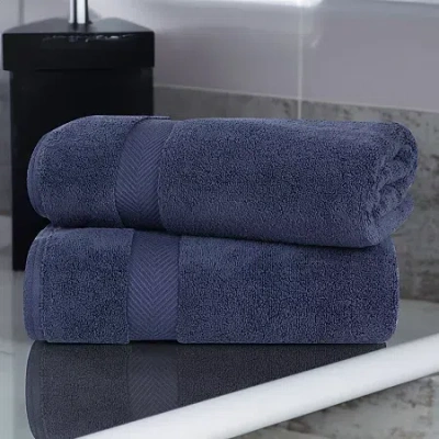 Superior Zero Twist Cotton 2pc Chevron Bath Sheet 2-pc. Quick Dry Bath Towel Set In Blue