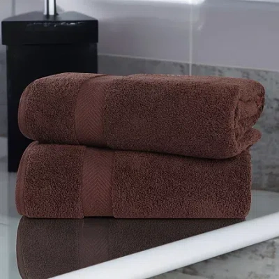 Superior Zero Twist Cotton 2pc Chevron Bath Sheet 2-pc. Quick Dry Bath Towel Set In Brown