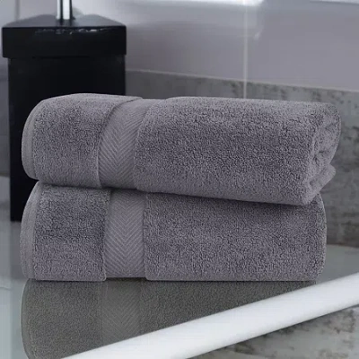 Superior Zero Twist Cotton 2pc Chevron Bath Sheet 2-pc. Quick Dry Bath Towel Set In Gray