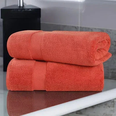 Superior Zero Twist Cotton 2pc Chevron Bath Sheet 2-pc. Quick Dry Bath Towel Set In Orange
