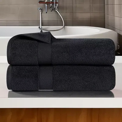 Superior Zero Twist Cotton 2pc Chevron Bath Towel 2-pc. Quick Dry Bath Towel Set In Black