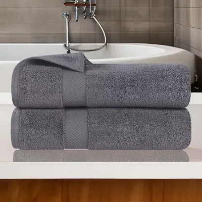 Superior Zero Twist Cotton 2pc Chevron Bath Towel 2-pc. Quick Dry Bath Towel Set In Gray