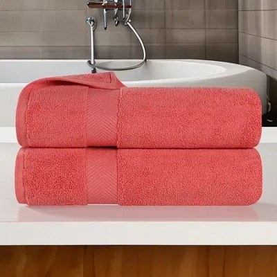 Superior Zero Twist Cotton 2pc Chevron Bath Towel 2-pc. Quick Dry Bath Towel Set In Red