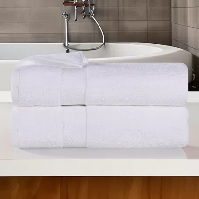 Superior Zero Twist Cotton 2pc Chevron Bath Towel 2-pc. Quick Dry Bath Towel Set In White